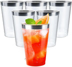 [200 Pack 12oz Clear Plastic Cups with Silver Rimmed Sturdy & Food Safe Disposable Wine Glasses Party Cups Wedding Cups Disposable Drinking Cups for Wine, Juice, Cocktails and Cold Beverages