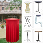 Albassa 4 Pack Cocktail Table Covers 32"x 43" Spandex Stretch Round Cocktail Tablecloths with Wavy Drapes Fitted High Top Bar Table Skirt for Wedding Party Banquet (Red, 4 PCS)