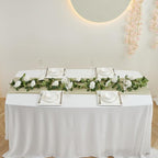 White Artificial Rose Garlands Rose Vines Leaves Banners Hanging Floral Garland Fake Rose Flower Vine for Wedding Arch Ceremony Home Garden Outdoor Party Wall Decorations