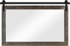 COGOOD Farmhouse Barn Door Mirror - 41" x 26" Rustic Wood Framed Wall Mirror for Bathroom, Living Room, Entryway Wall Decor (Speckled White)