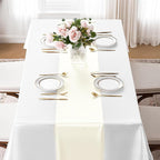 SHEJIZE 20 Pack White Satin Table Runner 12x108 Inches Long, Bright Silky Smooth Satin Table Runner Table Decor for Wedding Banquet Christmas Prom Event Birthday Party