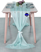 MDS Halloween Chiffon Table Runner - 12 Pack, 29 x 170 Inches, 14ft Each - Sheer Spooky Table Runners for Haunted House Parties, Trick-or-Treat Tables, Witchy Décor, Wedding & Events - Teal