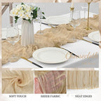 Sand 20 Pack 10FT Cheesecloth Table Runner 20 x 120 Inch Long Rustic Gauze Cheese Cloth Table Runner for Wedding Bridal Baby Shower Table Decorations Boho Fabric Sheer Birthday Party Table Decor