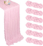 6 Pack Pink Table Runner 10ft Boho Gauze Fabric Cheesecloth Table Runner 35 x 120 Inch Rustic Sheer Runner for Romantic Wedding Centerpiece Decor Baby Shower Party Table Decoration