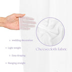 6 Panel White Wedding Drapes, 5ftx15ft Sheer Fabric Curtains for Arch Decorations