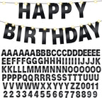 TaoBary 112 Pcs DIY Letter Kit Glitter Customizable Banner Letters Include 107 Letters and Numbers 3 Rope and 2 Needles for Birthday Halloween Christmas Wedding Valentine Party Decor(Bright Black)