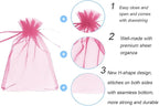 Wudygirl 100pcs Sheer Pink 5''X7 Organza Bags with Drawstring Jewelry Lipstick Pouches Baby Shower Party Wedding Favors Chocolate Candy Bags (Pink 5x7)