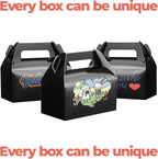 UnicoPak 30 Pack Black Gable Treat Boxes, Party Favor Boxes, Gift Boxes for Kids, for Snacks, Candy, Toys, Birthday Party, Wedding, Halloween, Christmas – 6.5x3.5x3.5 Inches