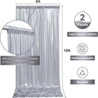 10ftx10ft Sequin Silver Backdrop Curtain for Parties, Wrinkle Free Thick Glitter Photo Backdrop Drapes 2 Panels 5x10FT Shimmer Back Drop Cloth for Wedding Birthday Christmas Photography Background