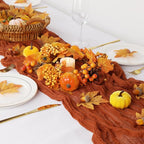 6 Pack Fall Table Runner Terracotta Cheesecloth Table Runner 10ft, Rustic Sheer Burnt Orange Gauze Cheese Cloth for Boho Wedding Decor Baby Shower Thanksgiving Table Decor