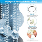 PATIKIL 14 mm Crystal Garland Strands, 32.8 Ft Acrylic Octagon Chandelier Bead Chains String for DIY Craft Wedding Party Home Decorative Jewelry Making, Champagne