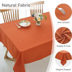 maxmill Linen Textured Rectangular Tablecloth Water Resistance Antiwrinkle Spillproof Fall Table Cloth for Dining Room, Thanksgiving Party Holiday Dinner, Halloween Tablecloths, 60 x 108 Inch, Rust