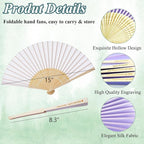 50pcs Personalized Purple Folded Hand Fans, Custom Folding Hand Fans for Wedding Guests, Wedding Gift Party Favors Church Fans Handheld, Birthday Party Supplies Bridal Shower Gifts