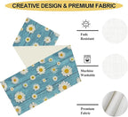 Daisy Floral Table Runner, Rustic Seasonal Spring Wild Flower Rustic Blue Wood Farmhouse Table Center Decor for Home Kitchen Dining Patio Holiday Party Indoor Outdoor Table Decorations, 13"x36" Inch