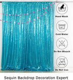 ShinyBeauty Turquoise Sequin Backdrop Curtain | 2 Panels 4FTx8FT Shimmer Backdrop | Wedding & Party Photo Background | Sky Blue Glitter Backdrop | Elegant & Sparkly Decor