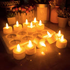 HL Rechargeable Tea Lights with Remote & Charging Base,12pcs 50+Hours Rechargeable Battery Operated Tea Lights Timer, LED Votive TeaLights Flameless Candles Yellow Light for Wedding Home Party Decor