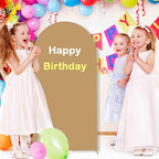 Khaki Arch Cover 4FT Brown Spandex-Arch-Cover Round Top Wedding Chiara Arched Cover Tan Arches Frame Covers Double Sided Backdrop Panels for Baby Shower Birthday Party Balloon Decoration