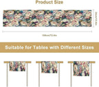 Vintage Floral Table Runner,Girls Women Rose Romantic Leaf Botanical Watercolor Pattern Print Burlap for Hotel Indoors Outdoor Dining Room Kitchen Holiday Party, 13x60in