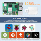Raspberry Pi 5 Starter Kit with Pi 5 4GB RAM Board, 27W USB-C Pi 5 Power Supply, 128GB Card, Raspberry Pi 5 Aluminum Case