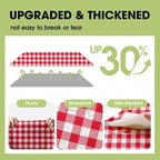Pureegg Plastic Table Cloth Disposable 10 Pack, 84'' Round Table Cloths, Party, Picnic, Decorative Gingham Tablecloths, Round, Red and White Checkered Cover, Leakproof & Sturdy, Red Plaid