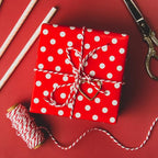 WRAPAHOLIC Reversible Wrapping Paper - Mini Roll - 17 Inch X 33 Feet - Red and Polka Dot Design for Birthday, Holiday, Wedding, Baby Shower