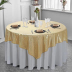 Fitable Sequin Tablecloth for Parties 60x60 Inch - Sparkle Glitter Table Cloth Laser Square Overlay for Wedding Baby Shower Ceremony Birthday Holiday Banquet Decor, Khaki
