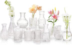 Glass Bud Vases Set of 12, Vintage Small Vases for Flowers, Clear Crystal Mini Glasses in Bulk, Small Flower Design for Centerpieces Wedding Decorations Home Flower Party Decor