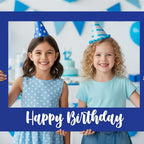 32 x 24 Inch Large Photo Booth Props Picture Frame Happy Birthday Party Frame DIY Cutouts Photo Booth Props Selfie for Party Supplies Favors (Horizontal,Blue White)