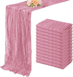 12 Pack Dusty Rose 10FT Cheesecloth Table Runner 20 x 120 Inch Long Rustic Gauze Fabric Cheese Cloth Table Runner for Wedding Bridal Baby Shower Table Decorations Boho Sheer Birthday Party Table Decor
