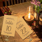 Wedding Table Numbers 1-25, 25 Karft Cards with 25 Gold Holders, 1 Set of 25 Table Numbers for Wedding Reception, Birthday Party (Card and Holder)