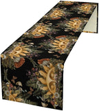 Sun Moon Table Runner, Bohomian Mushroom Daisy Table Gothic Dragonly Butterfly Table Center Decor Table Runner for Indoor Outdoor Party Kitchen Dinner Black, 13x60 Inch