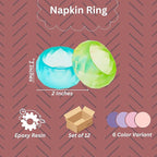 Napkin Rings Set of 12 - Epoxy Resin Napkin Holder Cuffs for Dinner Table Décor - Farmhouse Modern Serviette Rings for Weddings, Parties, Receptions, Banquets, Daily Use - 1.5" (Pastel) - CLEENTABLE