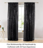 ShinyBeauty Sequin Curtains 2 Panels Black 2FTx8FT Sequin Photo Backdrop Black Sequin Backdrop Curtain Pack of 2-1011E