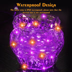 btfarm 12 Pack Fairy Lights Battery Operated [3 Modes], 7ft 20 Led Orange Purple Twinkle Lights String Lights Waterproof Bulk Mini Silver Wire for Halloween Mason Jars Vases Table Centerpiece Decor