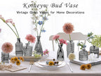 Dark Gray Bud Vases Set, 24 Pcs Vintage Small Vases for Flowers, Clear Crystal Mini Glasses in Bulk, Small Flower Design for Centerpieces Wedding Home Flower Party Decor