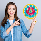 4pcs Mandala Round Foldable Hand Fan Japanese Foldable Fan Style Handheld Compact Cooling Fans,Round Folding Fan for Outdoor Games,Xmas Decoration,Festival,Party Favors,Travel,Events