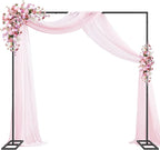 Wokceer Metal Heavy Duty Backrop Stand Square 8x8FT Adjustable Pipe and Drape Kit Black Photo Booth Stand for Wedding Ceremony Birthday Party Photography Exhibition Celebration