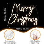 Merry Christmas Neon Sign USB Powered Merry Christmas Neon Light Sign for Christmas Decor Dimmable LED Christmas Light Up Sign for Christmas Home Party living Decor （16.5 * 12.6 In）
