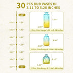 Glass Bud Vases in Bulk Set of 30 Pcs,Small Glass Vases for Flowers as Wedding Centerpieces for Tables,Clear Flower Vases Suitble for Wedding Decorations,Home Decor (Yellow Green, 30 pcs)