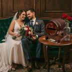 OurWarm Wooden Card Box for Wedding, Vintage Gift Card Box with Base, Whiskey Barrel Wedding Card Boxes for Reception Party Graduation Bridal Baby Shower Birthday Decoration