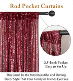 ShinyBeauty Sequin Curtains 2 Panels Burgundy 2FTx8FT Sequin Photo Backdrop Burgundy Sequin Backdrop Curtain Pack of 2-190222E