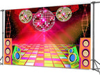 Dance Party Backdrop Retro 80s 90s Theme Stage Dance Ball Music Birthday Party Decoration DJ Photography Background 6 x 4 ft for Baby Shower Picture Photo Shoot Polyester Fabric, Green