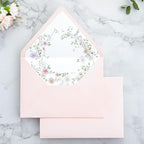 PONATIA 50PCS A7 Euro Flap Envelopes, 5.25 x 7.25'' Blush Pink Flowers Liner Envelopes for 5x7 Wedding Invitations, Photos, Postcards, Greeting Cards, Christmas Gift Cards, Acrylic Mailing