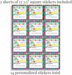 Custom & Personalized Wooly Awesome Alpaca Happy Birthday Gift Tag Sticker Labels, 24 2.5" Square Stickers by Amanda Creation