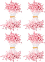 600-Pack Flower Stamens for Crafts, 5mm Double Heads Artificial Pearl Floral Pistil Mini Flower Pollens Stamens for DIY Making/Wedding/Scrapbook Decoration [Orange Pink]