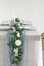 Ling's moment 5FT Dusty Blue Artificial Flower Garland Rose Leaves Floral Garland Arch Flowers Vine Table Garland for Wedding Party Backdrop Decor Home Mantel Table Centerpieces Decoration