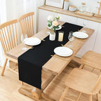 2 Pack Black Table Runner 12 x 60 Inch Solid Color Farmhouse Runners Coffee Table Dresser for Daily Party Home Decoration
