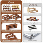 2 Sets, 6 Pieces Total, Wood Risers Display Stand, Cupcake Dessert Cake Stand, Wooden Cologne Perfume Stands, Wooden Riser for Kitchen Counter, Vendor Booth Display Items (Walnut Wood)