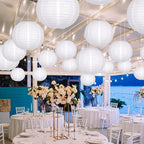 ADLKGG White Paper Lanterns Party Decorative, White Round Hanging Paper Lanterns Decorations for Graduation Wedding Engagement Birthday Party Decorations, 21pcs