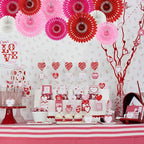 BEISHIDA Red Pink Rose Red Hanging Tissue Honeycomb Round Paper Fans Decor Kit for Birthday Girl Kid Shower Bachelorette Wedding Christmas Backdrops Anniversary Party Supplies（11 Packs）